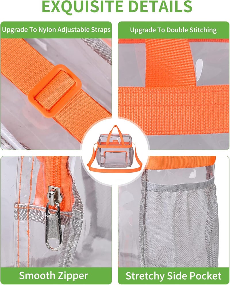 MAYTREE Clear Bag for Stadium Events 12×6×12 Clear Tote Lunch Bag with Reinforced Straps for Work and Sporting Events, Orange - Image 3